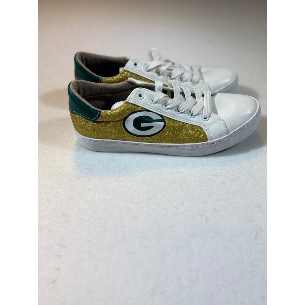 Green Bay Packers Women's Glitter Logo Sneakers Shoes Size 10